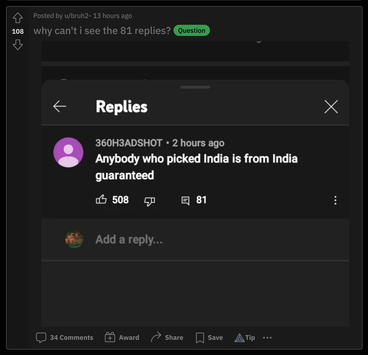 Reddit Post: Why can't I see the 81 replies?